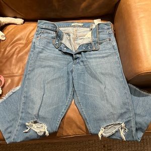 Levi’s Wedgie Straight ripped detailed high waisted jeans